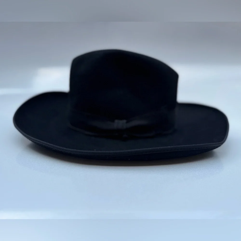 Borsalino Fedora Hat Black Wool Felt Made in Italy Vintage Size 7 (VDC)